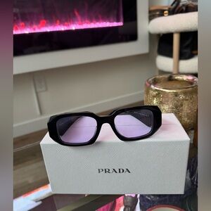 Prada 51MM Rectangular Purple Lense Sunglasses